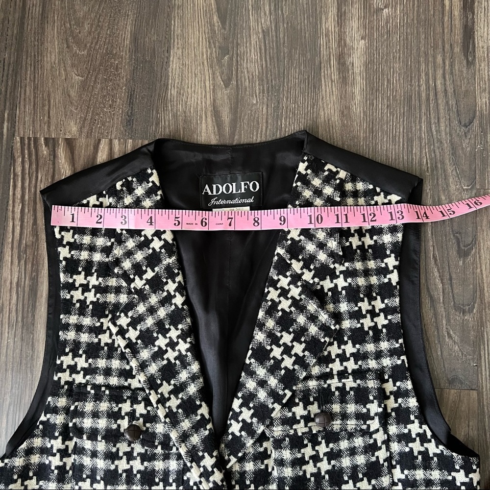 Adolfo International Vintage Wool Black and White Geometric Vest - Picture 13 of 15